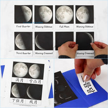 Load image into Gallery viewer, Montessori Moon Phase 3-Part Cards
