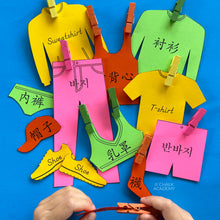 Load image into Gallery viewer, Color matching clothes and clothespins fine motor skills activity