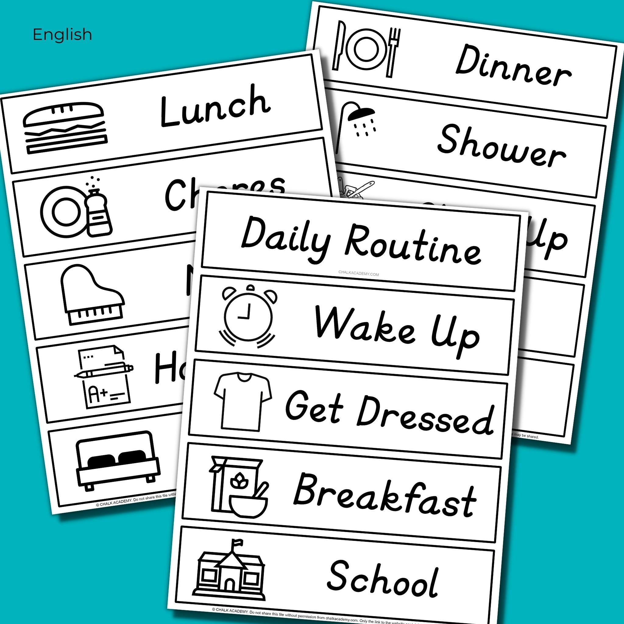 Daily Routines For Kids Charts Visual Daily Routine Chart And